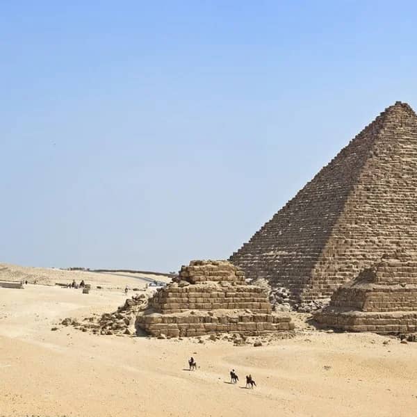 Aerial view of the Pyramids of Giza on the Giza plateau