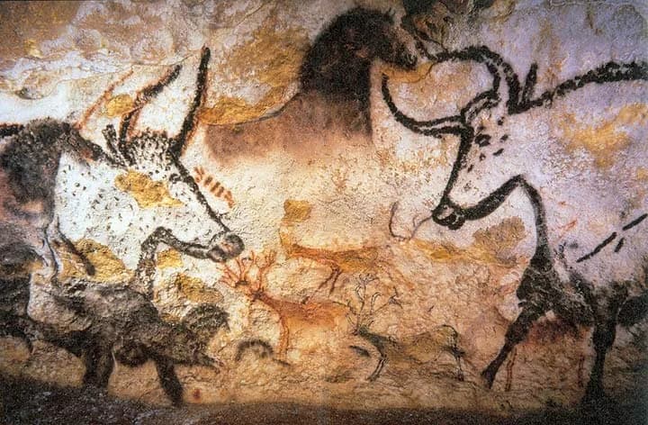 Paläolithische Malereien von Pferden in der Halle der Stiere, Lascaux