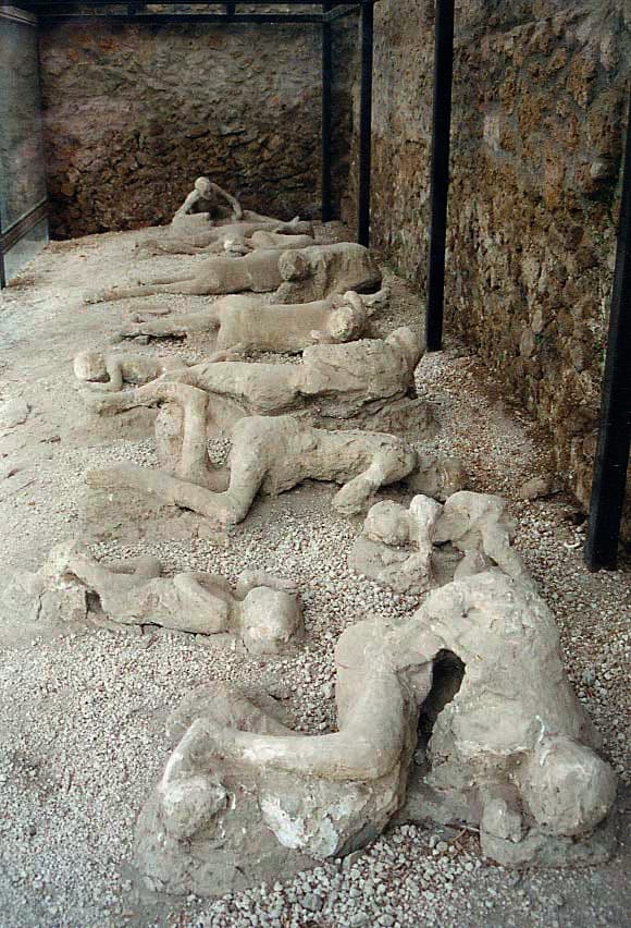 The Garden of the Fugitives at Pompeii, showing plaster casts of eruption victims
