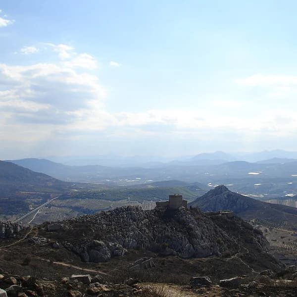 Fortress walls on the summit of Acrocorinth above Corinth