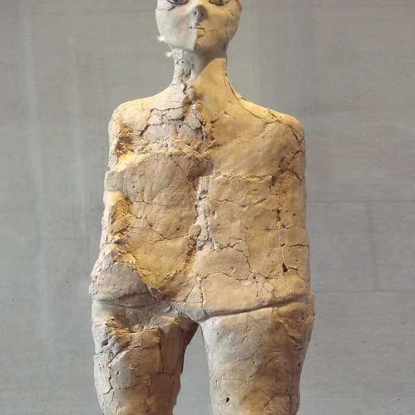 Lime-plaster statue with bitumen eyes from ʿAin Ghazal, Jordan