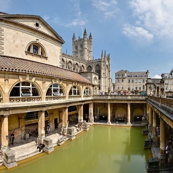The Great Bath at Aquae Sulis (Bath), its lead lining original Roman work from the 1st century CE