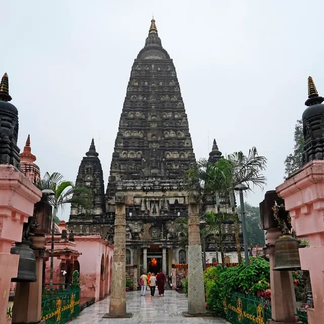 The Mahabodhi Temple at Bodh Gaya, Bihar, India