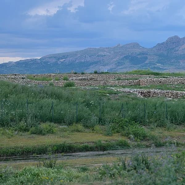 Excavated Neolithic buildings at Çayönü Tepesi on the Ergani plain, Diyarbakır