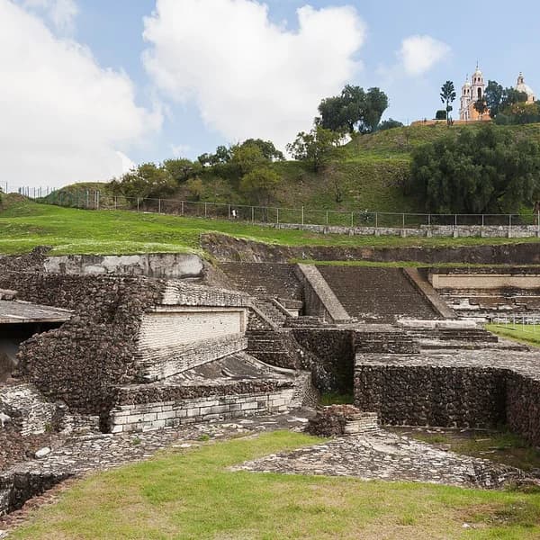 The Great Pyramid of Cholula with the sanctuary of Nuestra Señora de los Remedios on the summit, Puebla, Mexico