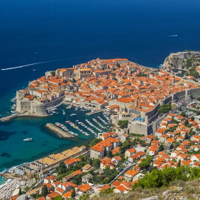 Walled old town and harbour of Dubrovnik on the Adriatic Sea