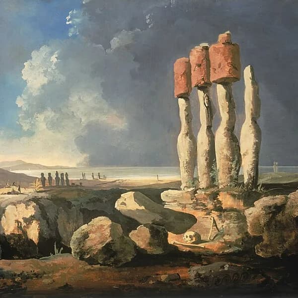 The fifteen moai of Ahu Tongariki at Easter Island (Rapa Nui), Chile