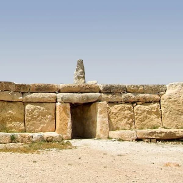 Concave megalithic façade of Ħaġar Qim temple, Malta