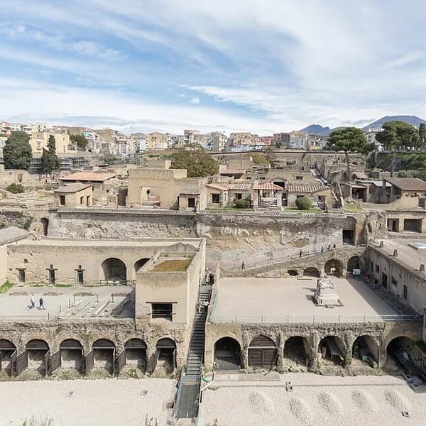 The preserved streets of Herculaneum with multi-storey buildings