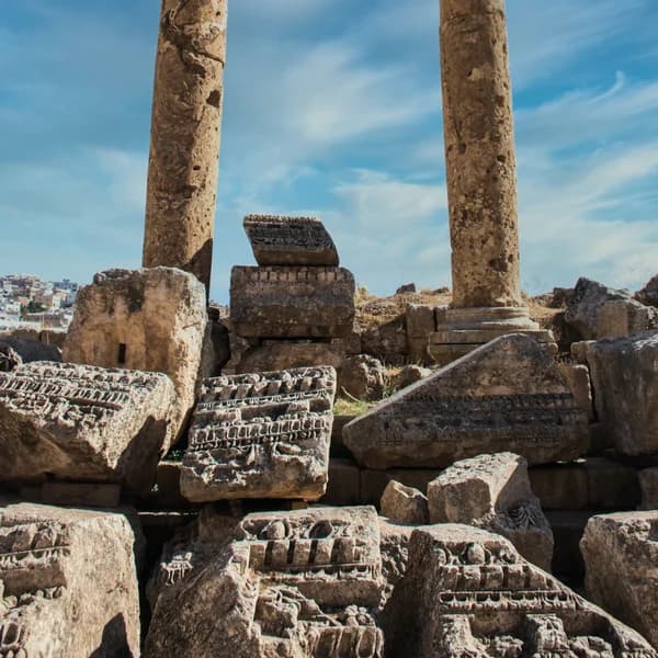 The colonnaded Oval Forum at Jerash (Gerasa), Jordan