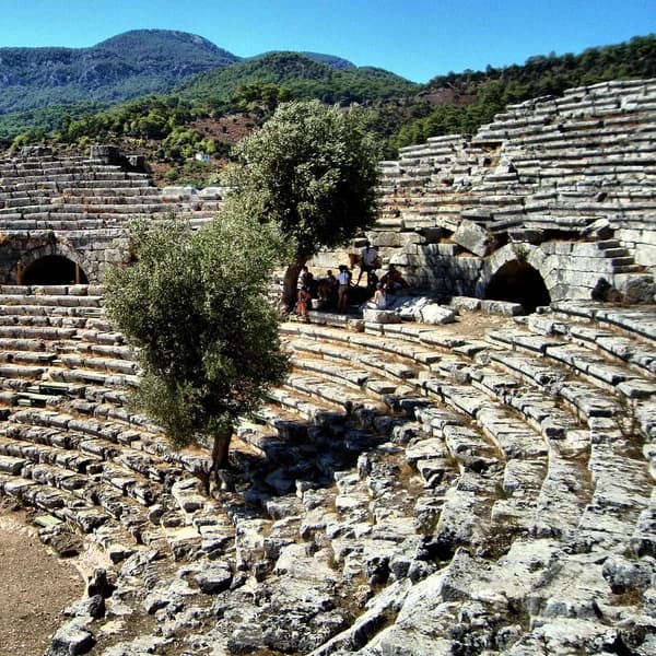 Lycian rock-cut tombs at Kaunos visible from Dalyan river