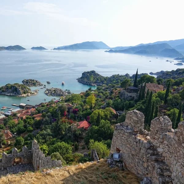 Submerged ruins of the ancient city visible through the clear waters at Kekova