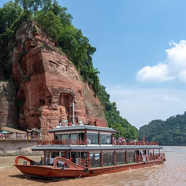 The Leshan Giant Buddha carved into the cliff face in Sichuan, China