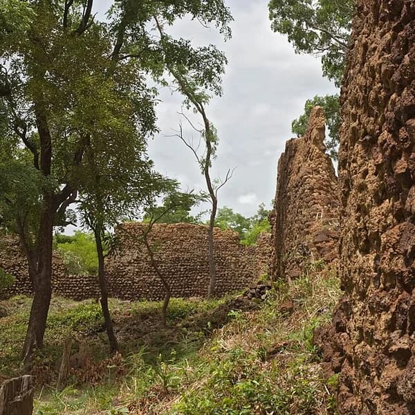 Massive dry-stone walls of the Loropéni ruins, Poni Province, Burkina Faso