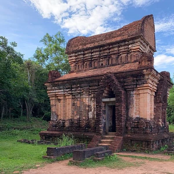 Red-brick Cham temple towers at My Son Sanctuary, Vietnam