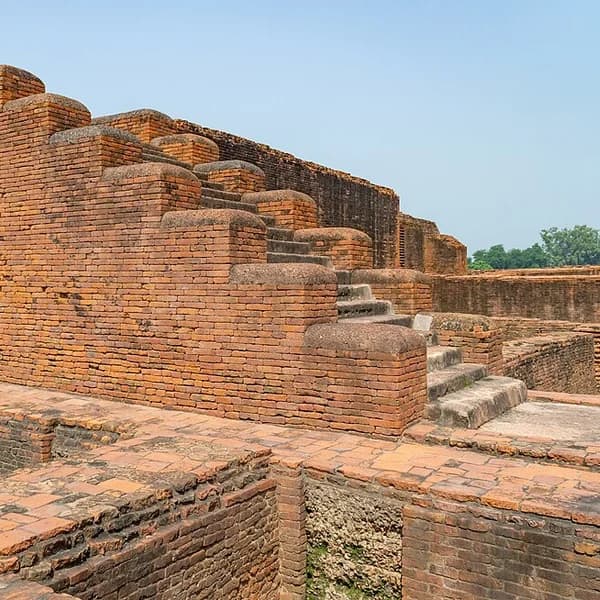 Excavated ruins of the Nalanda Mahavihara monastic university complex, Bihar, India