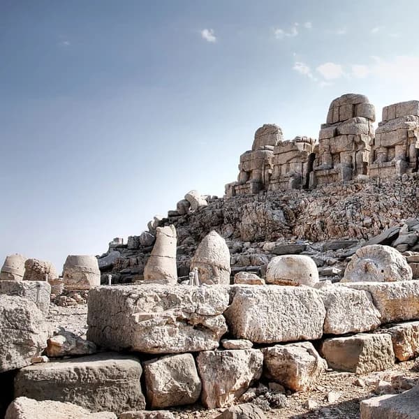 Colossal stone heads at the East Terrace of Mount Nemrut