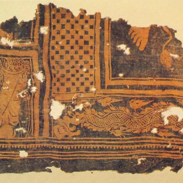 Ancient textile fragment associated with finds from the Niya oasis excavations