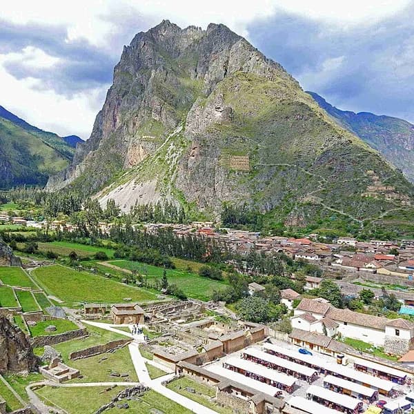 The terraces and ceremonial center of Ollantaytambo in the Sacred Valley, Peru