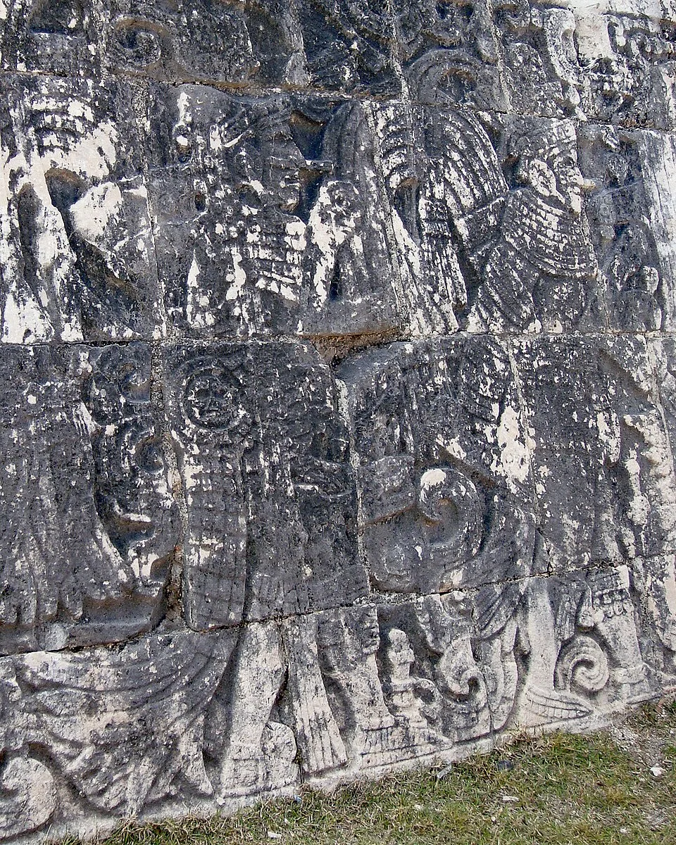 Warriors relief carving Great Ball Court Chichen Chichen Itza 03 2011 1425