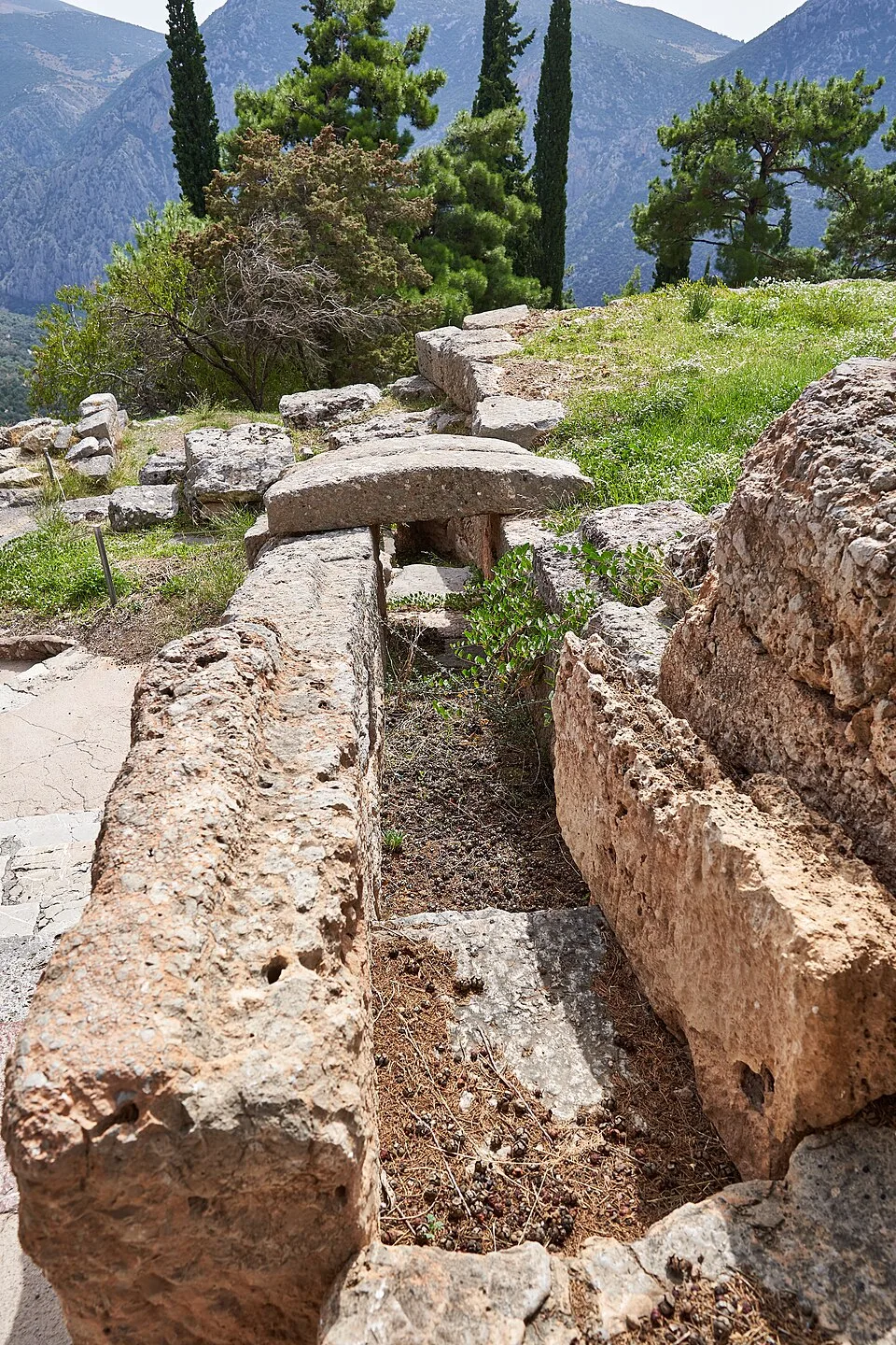 The drainage system at the Sanctuary of Apollo in Delphi on October 4, 2020