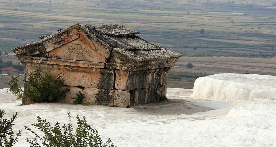 Tomb submerged in a travertine pool in Hierapolis