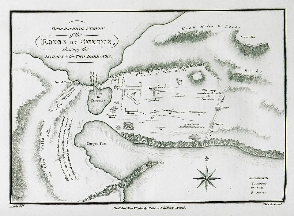 Topographic survey of the ruins of Cnidus showing the isthmus and the two harbours - Clarke Edward Daniel - 1824
