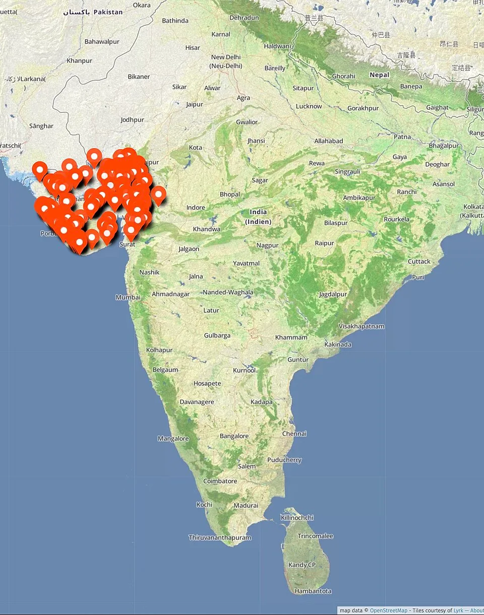 Historic heritage sites of Gujarat with GPS coordinates