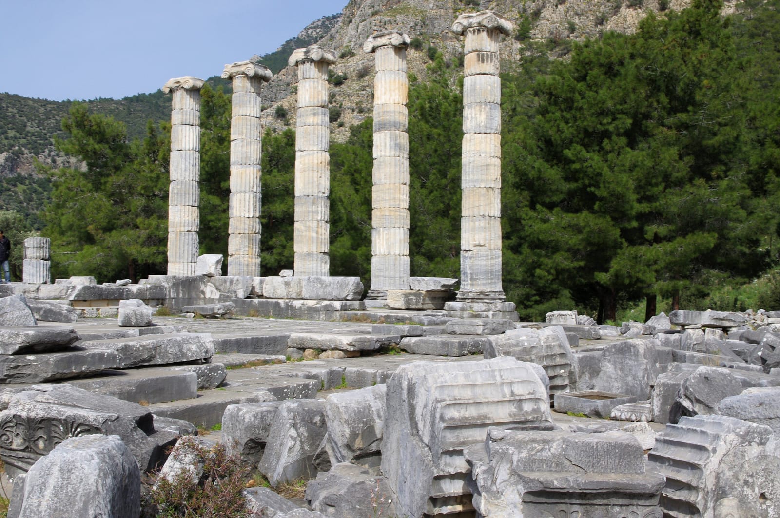 Columns of the Temple of Athena at Priene overlooking the Maeander plain
