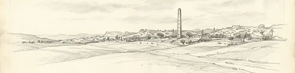 Graphite pencil sketch banner of Aksum