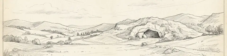 Graphite pencil sketch banner of Altamira Cave