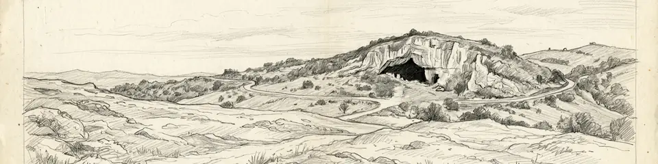 Graphite pencil sketch banner of Cave of Altamira