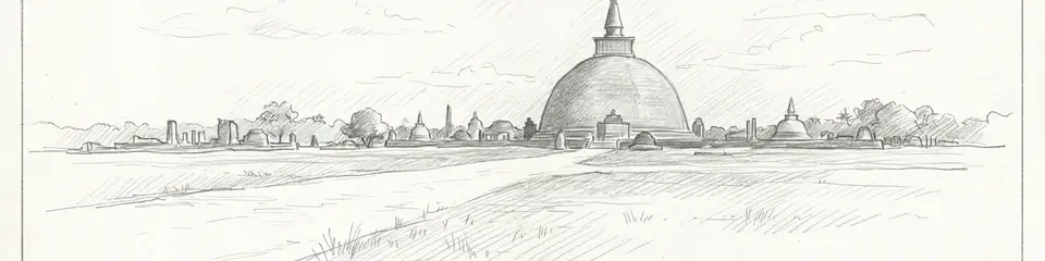 Graphite pencil sketch banner of Anuradhapura