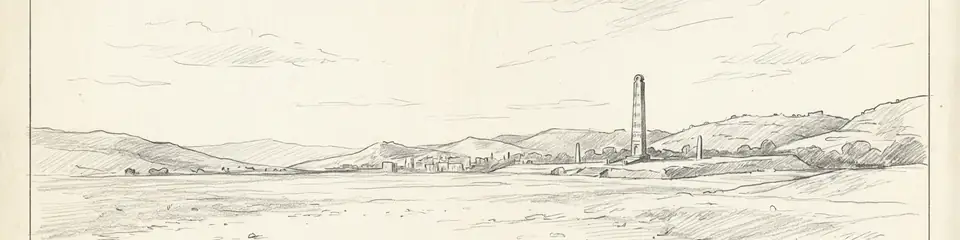 Graphite pencil sketch banner of Axum