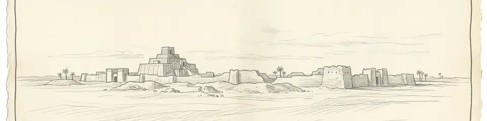 Graphite pencil sketch banner of Babylon