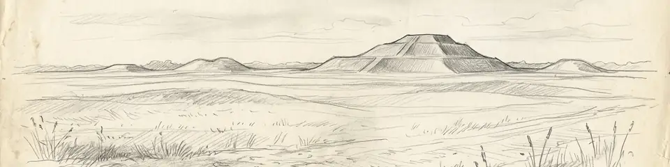 Graphite pencil sketch banner of Cahokia