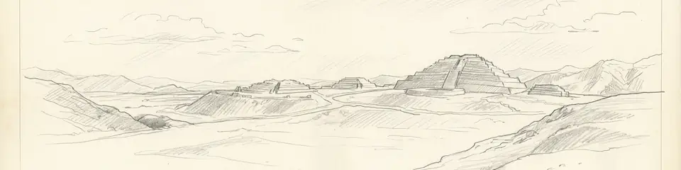 Graphite pencil sketch banner of Caral