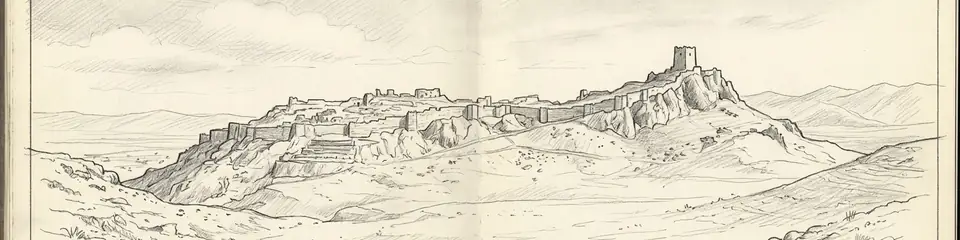 Graphite pencil sketch banner of Cavustepe
