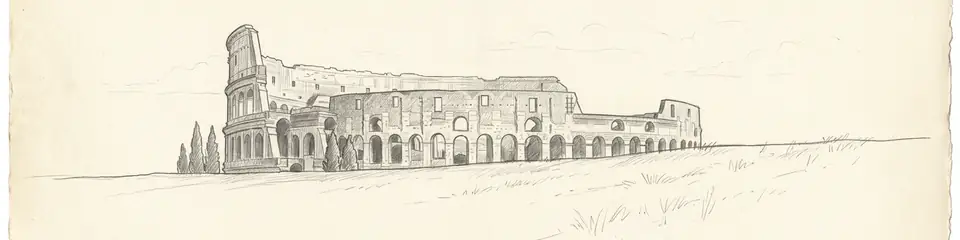 Graphite pencil sketch banner of Colosseum