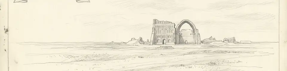 Graphite pencil sketch banner of Ctesiphon