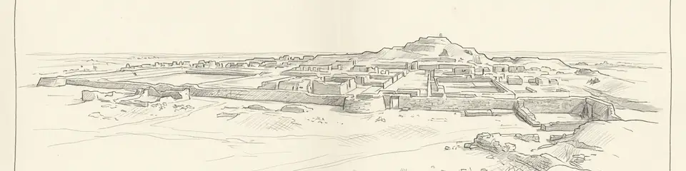 Graphite pencil sketch banner of Dholavira