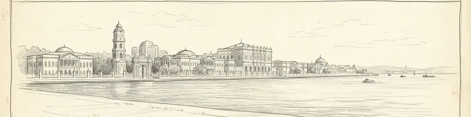 Graphite pencil sketch banner of Dolmabahçe Palace