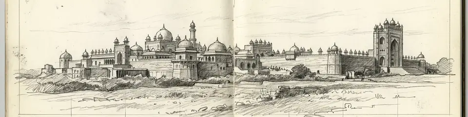 Graphite pencil sketch banner of Fatehpur Sikri