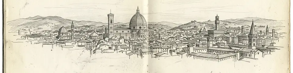 Graphite pencil sketch banner of Florence Cathedral