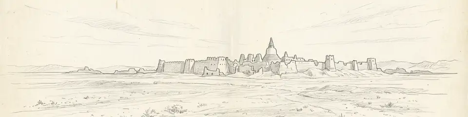 Graphite pencil sketch banner of Gaochang