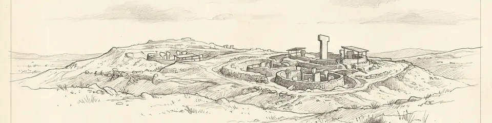 Graphite pencil sketch banner of Göbekli Tepe