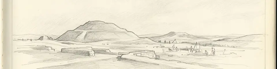 Graphite pencil sketch banner of Gordion