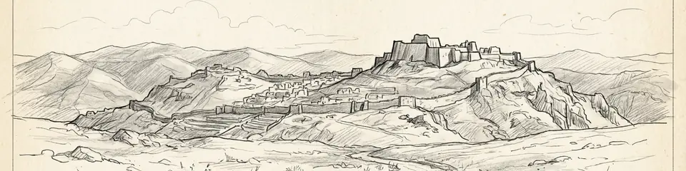 Graphite pencil sketch banner of Hattusha