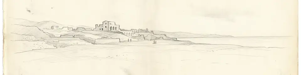 Graphite pencil sketch banner of Herculaneum