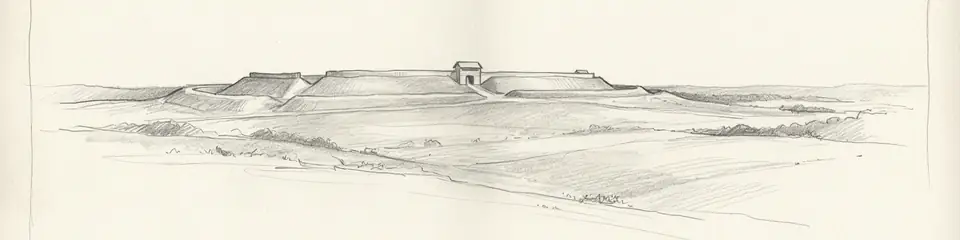 Graphite pencil sketch banner of Heuneburg